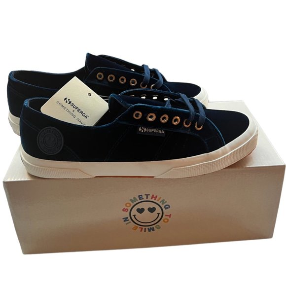 SOMETHING NAVY X SUPERGA | Limited Edition - Blue Velvet Sneaker - 9.5 NWT - Picture 3 of 8